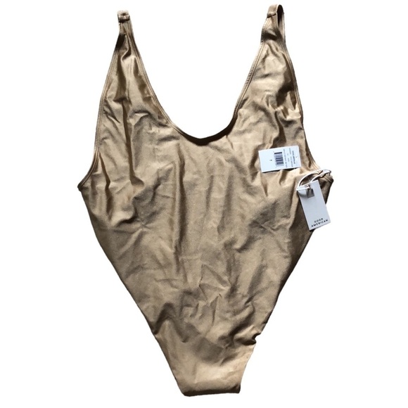 Good American Gold Bronze Deep Back One Piece Swimsuit NWT 4X - Picture 2 of 9